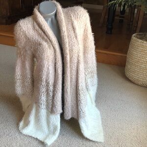CUPIO BEIGE AND CREAM SOFT EYELASH CARDIGAN SWEATER